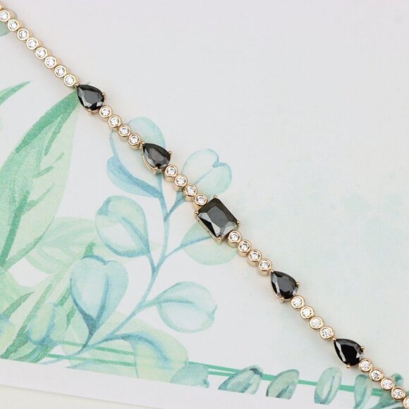 "Elegant Black & Clear Stone Rose Gold Bracelet, XPBL0824 - Picture 4 of 12